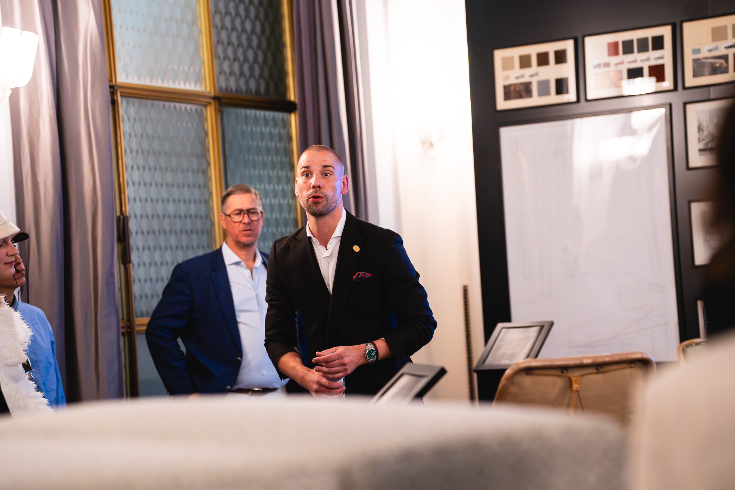Oscar Ljung holding a speech